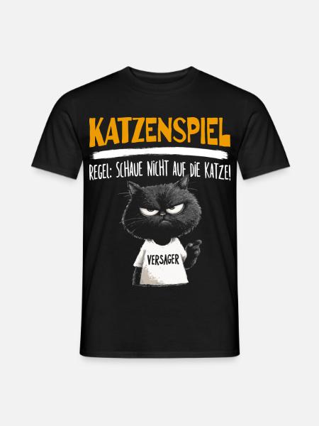  Katzenspiel Regel Schaue Nicht Auf Die Katze - Männer T-Shirt - Schwarz