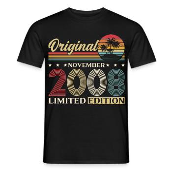 18th Birthday Original November Vintage 2008 - Men's T-Shirt - black - Front - AI Model Male 178 light (178cm)