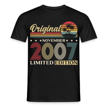 18th Birthday Original November Vintage 2007 - Men's T-Shirt - black - Front - AI Model Male 178 light (178cm)