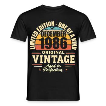 fête d anniversaire décembre 1986 - december 1986 - T-shirt homme - noir - Devant - AI Model Male 178 light (178cm)