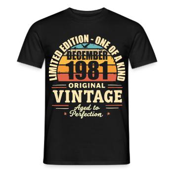 Geburtstagsfeier Dezember 1981 - Dezember 1981 - Männer T-Shirt - Schwarz - Vorne - AI Model Male 178 light (178cm)