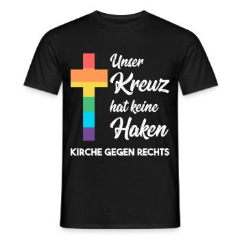 L’Église contre les nazis - Notre croix n’a pas de crochets - T-shirt homme - noir - Devant - AI Model Male 178 light (178cm)