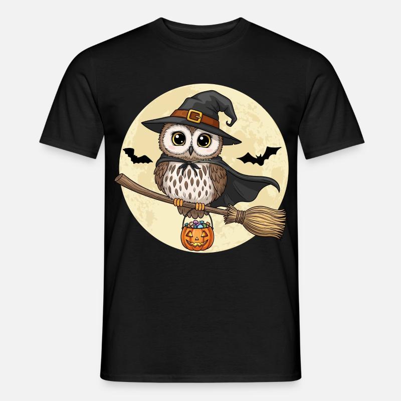 Süße Eule Hexe Halloween - Männer T-Shirt - Schwarz