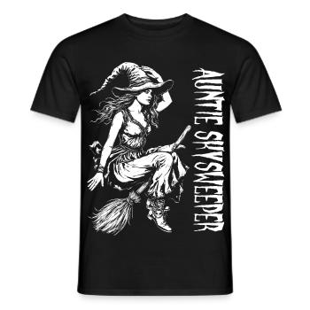 Tante Skysweeper Hexe Weißes Design - Männer T-Shirt - Schwarz - Vorne - AI Model Male 178 light (178cm)