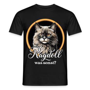 Ragdoll Katzenportrait Kreis - Männer T-Shirt - Schwarz - Vorne - AI Model Male 178 light (178cm)