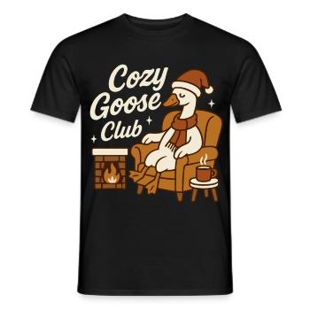 Christmas Cozy Goose Club Santa Xmas - Men's T-Shirt - black - Front - AI Model Male 178 light (178cm)