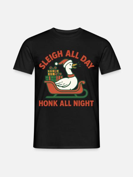 Gans Weihnachten Lustiger Weihnachtsmann Schlitten Den ganzen Tag - Männer T-Shirt - Schwarz