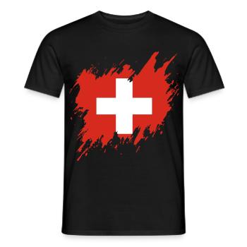 Flagge der Schweiz, Rissstil - Männer T-Shirt - Schwarz - Vorne - AI Model Male 178 light (178cm)