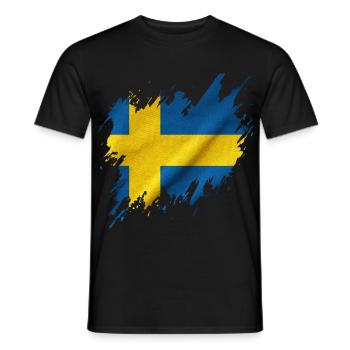 Flagge Schwedens, Rissstil - Männer T-Shirt - Schwarz - Vorne - AI Model Male 178 light (178cm)