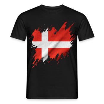 Flag of Denmark, ripped style - Men's T-Shirt - black - Front - AI Model Male 178 light (178cm)