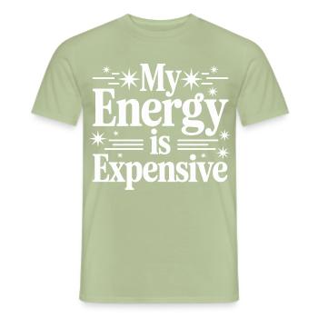 Mon énergie est chère - T-shirt homme - vert sauge - Devant - AI Model Male 178 light (178cm)