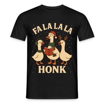 Christmas Goose Fa La La La Honk Funny Design - Men's T-Shirt - black - Front - AI Model Male 178 light (178cm)