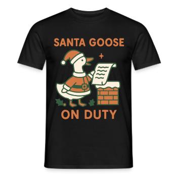 Père Noël Oie En Devoir Drôle Noël Design - T-shirt homme - noir - Devant - AI Model Male 178 light (178cm)