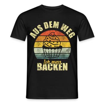 Out of the Way I Need to Bake Baker Vintage - Men's T-Shirt - black - Front - AI Model Male 178 light (178cm)