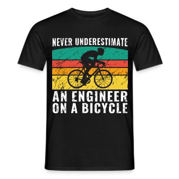 Never Underestimate an Engineer on a Bicycle Shirt - Men's T-Shirt - black - Front - AI Model Male 178 light (178cm)