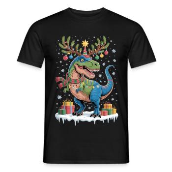 Tree Rex – Lustiges Dinosaurier Weihnachts T-Shirt - Männer T-Shirt - Schwarz - Vorne - AI Model Male 178 light (178cm)