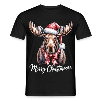 Christmas Moose – Merry Christmoose - Men's T-Shirt - black - Front - AI Model Male 178 light (178cm)