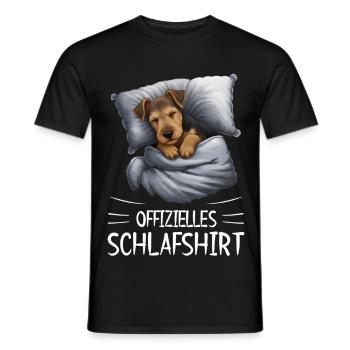 Official Sleep Shirt Airedale Terrier Dog - Men's T-Shirt - black - Front - AI Model Male 178 light (178cm)