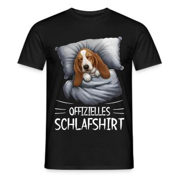 Kuscheltraum Schlafshirt Basset-Hund - Männer T-Shirt - Schwarz - Vorne - AI Model Male 178 light (178cm)
