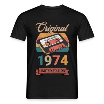 Original 1974 Édition Limitée Cadeau d’Anniversaire - T-shirt homme - noir - Devant - AI Model Male 178 light (178cm)
