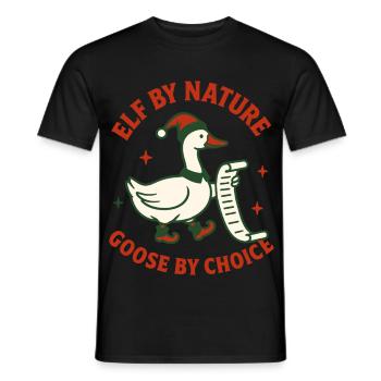 Elfe de Noël par nature Choix de l’oie - T-shirt homme - noir - Devant - AI Model Male 178 light (178cm)