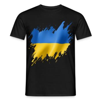 Flagge der Ukraine, zerrissener Stil - Männer T-Shirt - Schwarz - Vorne - AI Model Male 178 light (178cm)
