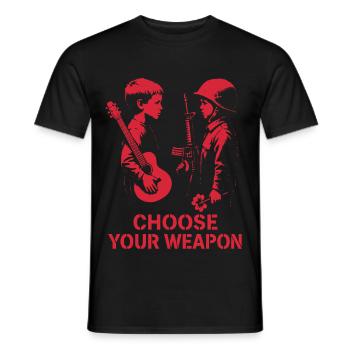Choisissez votre arme – La paix au lieu de la guerre - T-shirt homme - noir - Devant - AI Model Male 178 light (178cm)