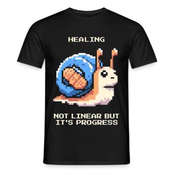 Heilung ist nicht linear | Fortschritt, Genesung - Männer T-Shirt - Schwarz - Vorne - AI Model Male 178 light (178cm)