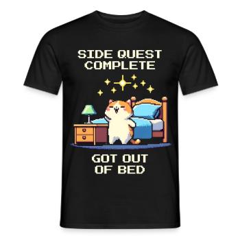 Side quest completed: Out of bed, everyday achievement - Men's T-Shirt - black - Front - AI Model Male 178 light (178cm)
