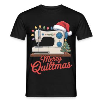Merry Quiltmas Festive Sewing Santa Holiday Season - Men's T-Shirt - black - Front - AI Model Male 178 light (178cm)
