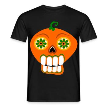 Halloween pumpkin skull kids cartoon teeth show - Men's T-Shirt - black - Front - AI Model Male 178 light (178cm)