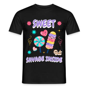 Fuzzy candy gift idea for snack fans - Men's T-Shirt - black - Front - AI Model Male 178 light (178cm)