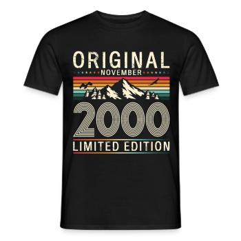 25ème Anniversaire Original Novembre Millésime 2000 - T-shirt homme - noir - Devant - AI Model Male 178 light (178cm)