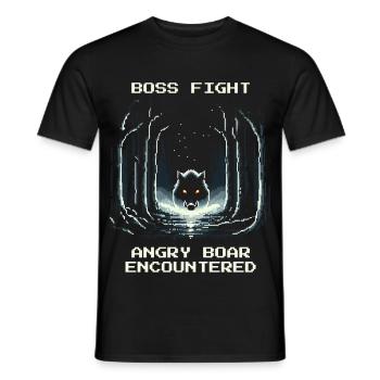 Bosskampf Wildschwein | Wald Bushcraft Jäger - Men's T-Shirt - black - Front - AI Model Male 178 light (178cm)
