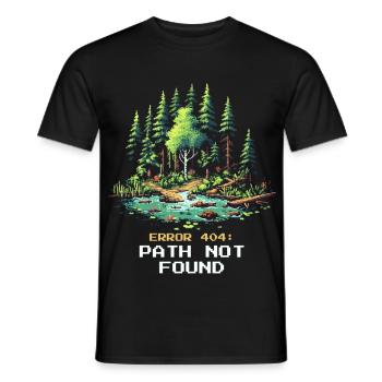 Error 404: Path Not Found | Wander - Men's T-Shirt - black - Front - AI Model Male 178 light (178cm)
