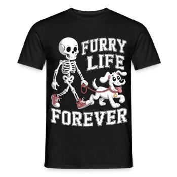 Furry Life Forever – Lustiges Hunde Skelett Shirt - Männer T-Shirt - Schwarz - Vorne - AI Model Male 178 light (178cm)