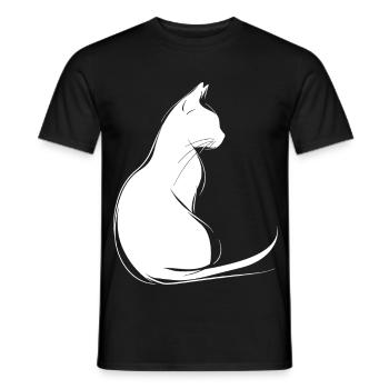 Cat Silhouette Outline Drawing Lineart Art - Men's T-Shirt - black - Front - AI Model Male 178 light (178cm)