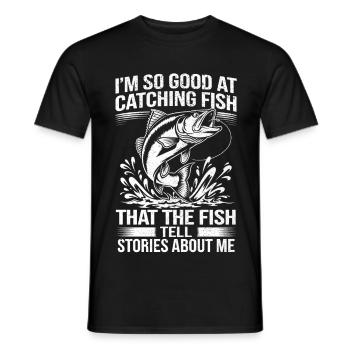 Pêcheur pêcheur pêcheur Poisson drôle de pêcheur disant - T-shirt homme - noir - Devant - AI Model Male 178 light (178cm)
