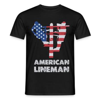American Lineman Flagge Silhouette - Männer T-Shirt - Schwarz - Vorne - AI Model Male 178 light (178cm)