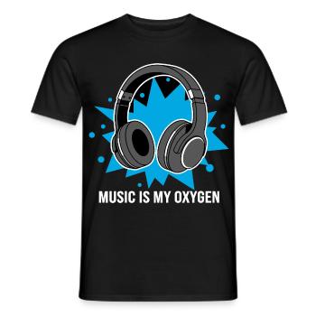Music Is My Oxygen – Headphones Vibes - Men's T-Shirt - black - Front - AI Model Male 178 light (178cm)