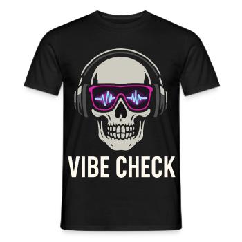 Crâne Neon Vibe Check – Skull Edition - T-shirt homme - noir - Devant - AI Model Male 178 light (178cm)