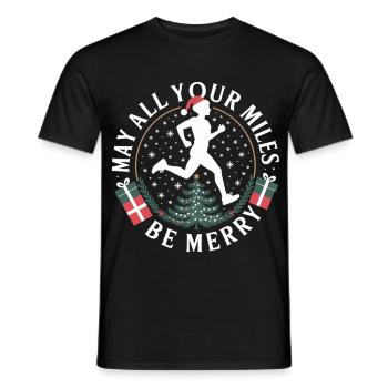 Christmas Running Shirt – May All Your Miles Be Merry - Men's T-Shirt - black - Front - AI Model Male 178 light (178cm)