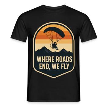 Wo Straßen Enden, Fliegen Wir - Männer T-Shirt - Schwarz - Vorne - AI Model Male 178 light (178cm)