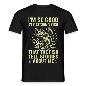 Angeln Angler Fischer Fisch Lustiges Angler Spruch - Männer T-Shirt - Schwarz - Vorne - AI Model Male 178 light (178cm)