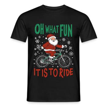FUNNY SANTA CLAUS BICYCLE CHRISTMAS GIFT - Men's T-Shirt - black - Front - AI Model Male 178 light (178cm)