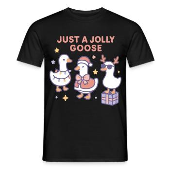 Christmas Just A Jolly Goose Family Fun - Men's T-Shirt - black - Front - AI Model Male 178 light (178cm)