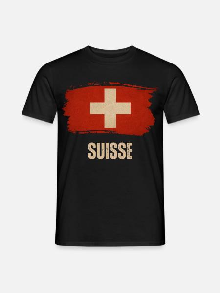 Grunge-Flagge der Schweiz, Schweizer Stolz - Männer T-Shirt - Schwarz