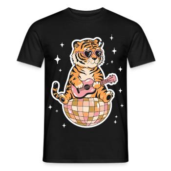 Tiger Discokugel Groovy Retro 80er Jahre Kostüm - Männer T-Shirt - Schwarz - Vorne - AI Model Male 178 light (178cm)