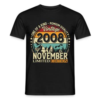 18th Birthday Vintage November Vintage 2008 - Men's T-Shirt - black - Front - AI Model Male 178 light (178cm)