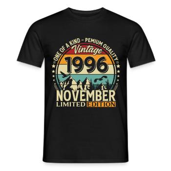 30ème Anniversaire Millésime Novembre Millésime 1996 - T-shirt homme - noir - Devant - AI Model Male 178 light (178cm)
